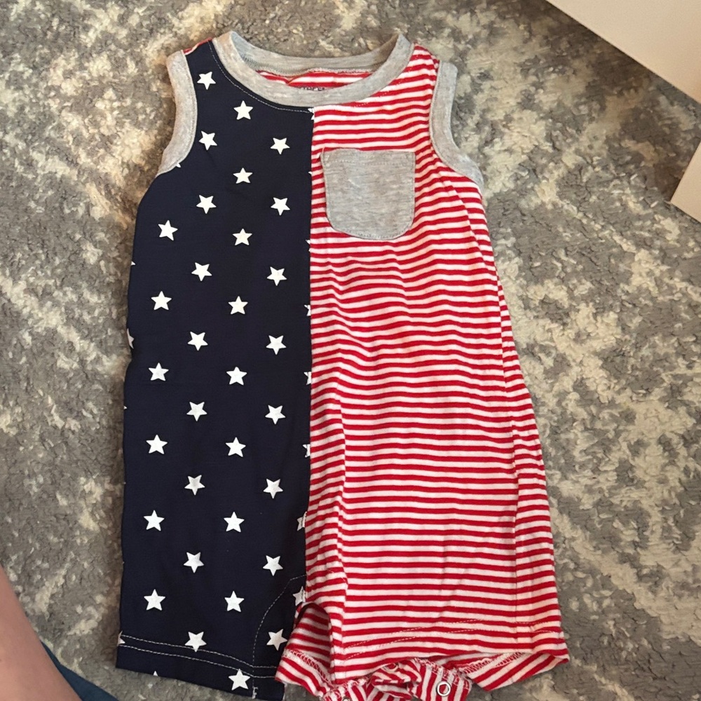 Carter’s Toddler Americana Star & Stripe Romper - Red, Navy, White 18 months